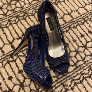White House Black Market Blue Peep Toe Heels